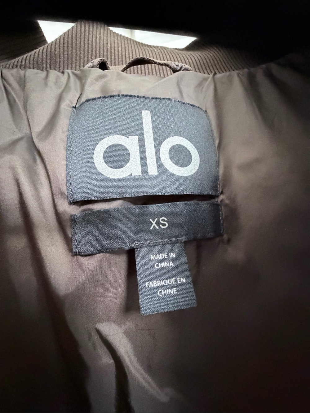 ALO Yoga Chocolate Brown Cropped Bomber Jacket - Picture 2 of 3